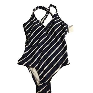 Kona Sol One Piece Swimsuit Navy and White NWOT Size Small